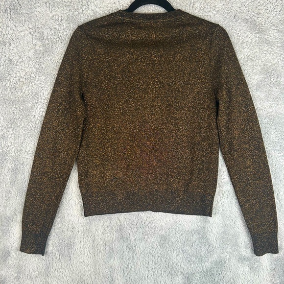 Like New Boden Long Sleeve Button Down Gold Metallic Glitter Cardigan Size 4 - Picture 8 of 16